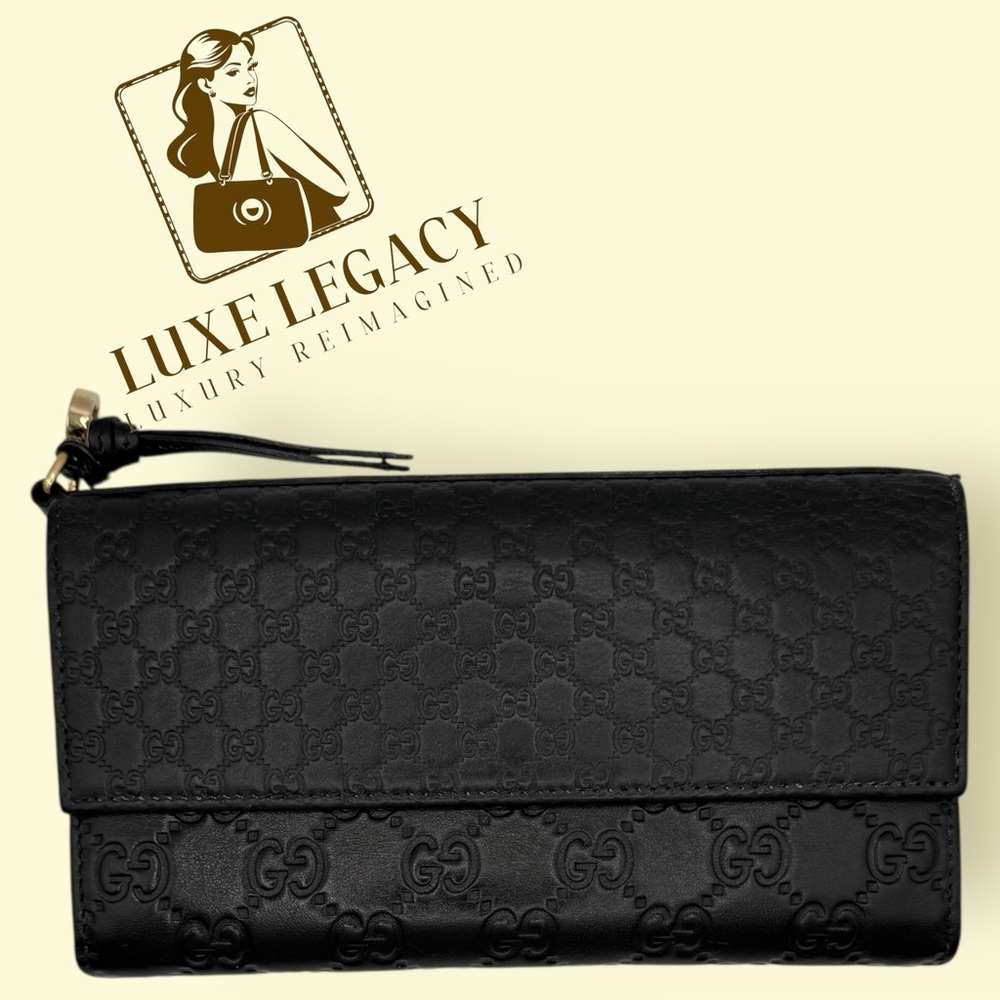 Gucci Guccissima leather continental wallet in black